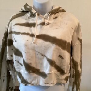 GOOD AMERICAN CROPPED LONG SLEEVES TIE-DYE HOODIE SIZE 1